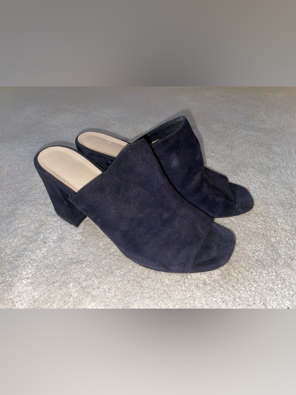 Maryam Nassir Zadeh Black Suede Open-Toe Mule Heels